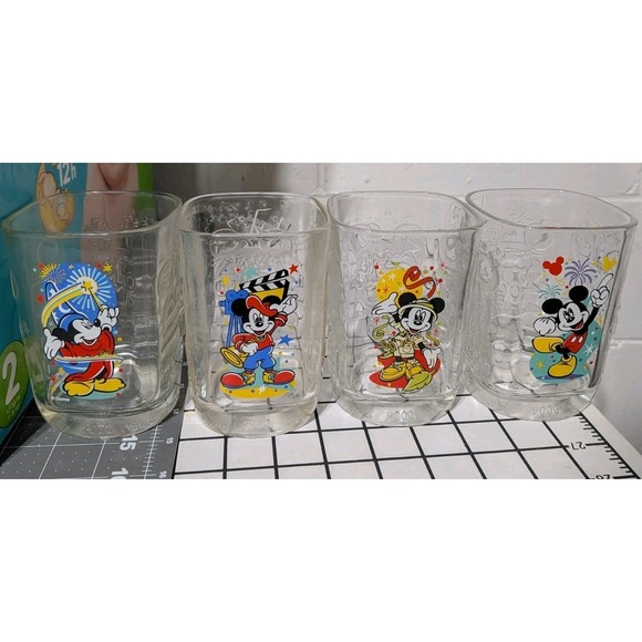 Disney Other - Vintage Disney McDonald's Set of 4 Square Glasses Featuring Mickey Mouse  2000